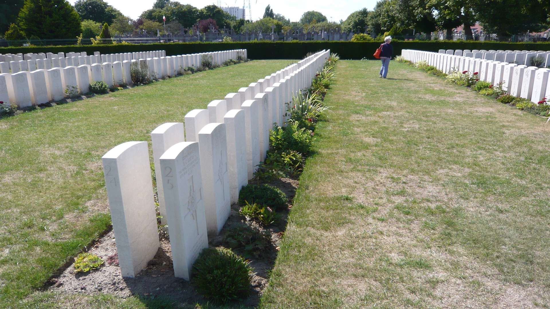 Rows of graves line the British Cemetery.