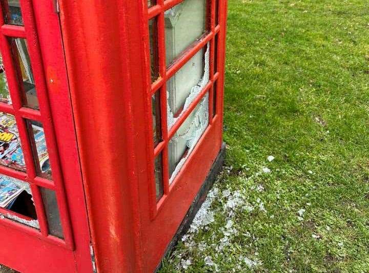 A children's library kiosk has been attacked by vandals for the second time this month in Aldington. Picture: Cllr Linda Harman