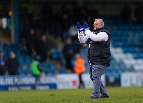 Steve Evans with his lucky gloves Picture: Ady Kerry (25442119)