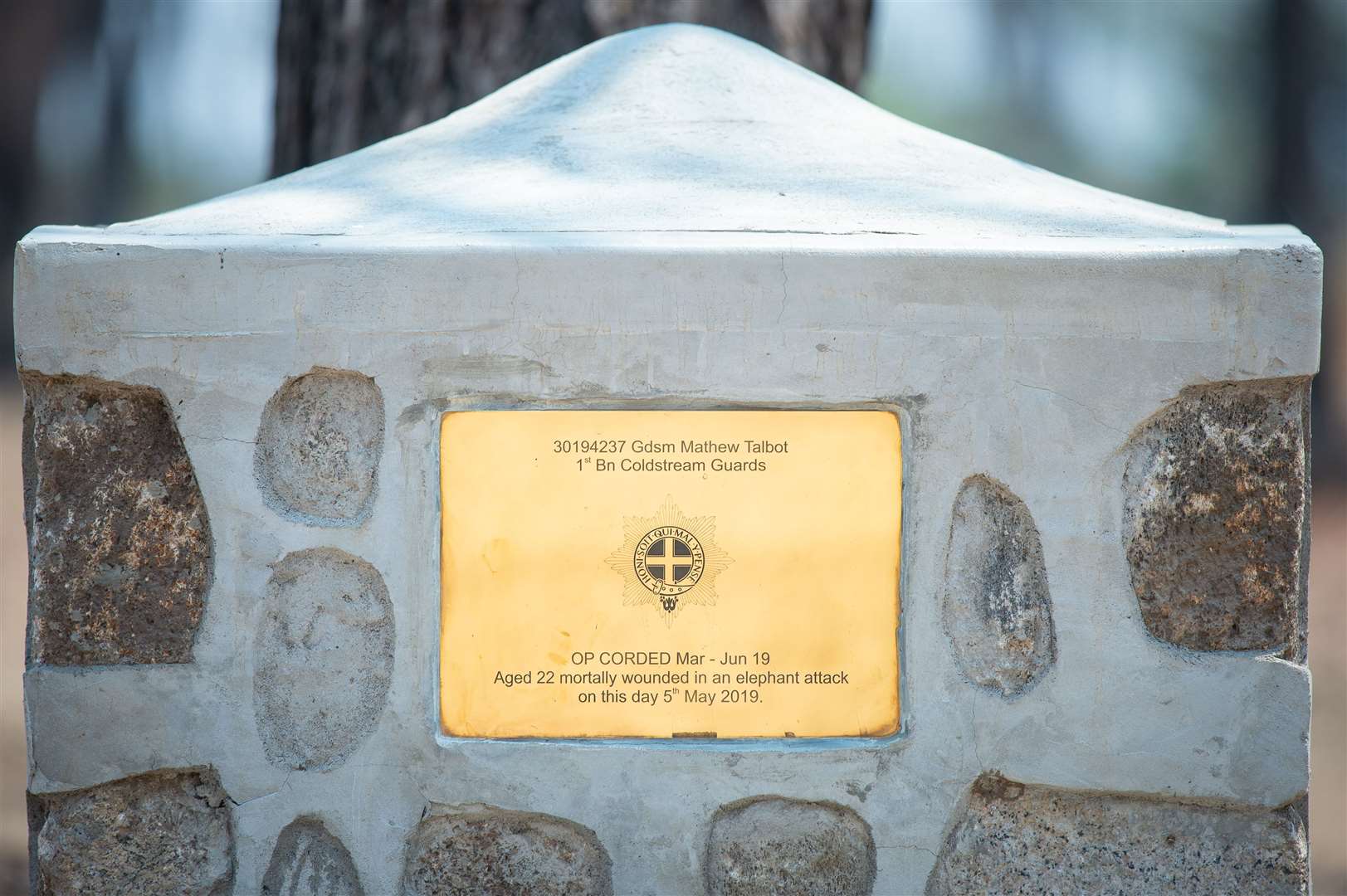 A memorial erected to Guardsman Talbot in Liwonde National Park (Dominic Lipinski/PA)
