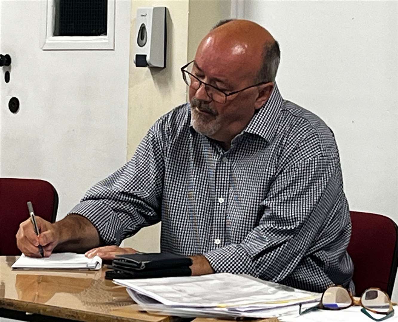 Toby Howe from KCC Highways took notes on residents' comments