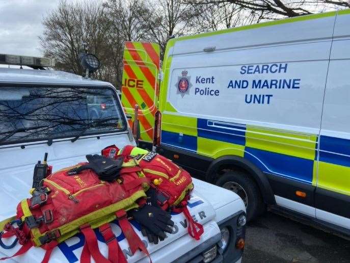 The police search and marine rescue unit has been checking the river Picture: Kent Police Twitter