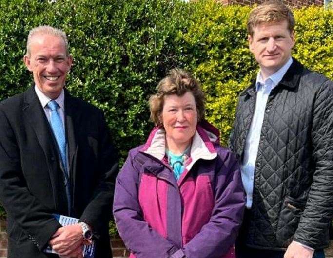 Susan Davenport pictured on the campaign trail with former Dover District Council leader Trevor Bartlett and Kent’s Police and Crime Commissioner Matthew Scott
