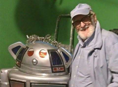 Johnny Edward with his creation, Metal Mickey. Image from The Sun