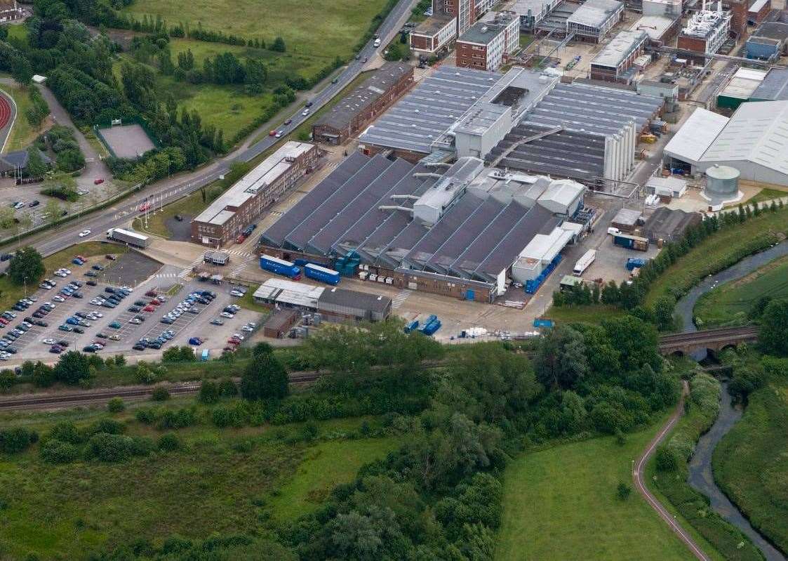 The large Premier Foods factory opposite the Julie Rose stadium in Ashford. Pic: Countrywide Photographic