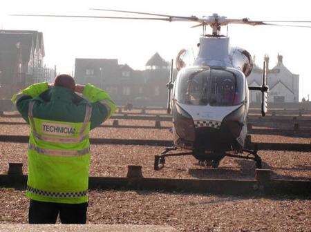 Kent Air Ambulance landed on Whitstable beach