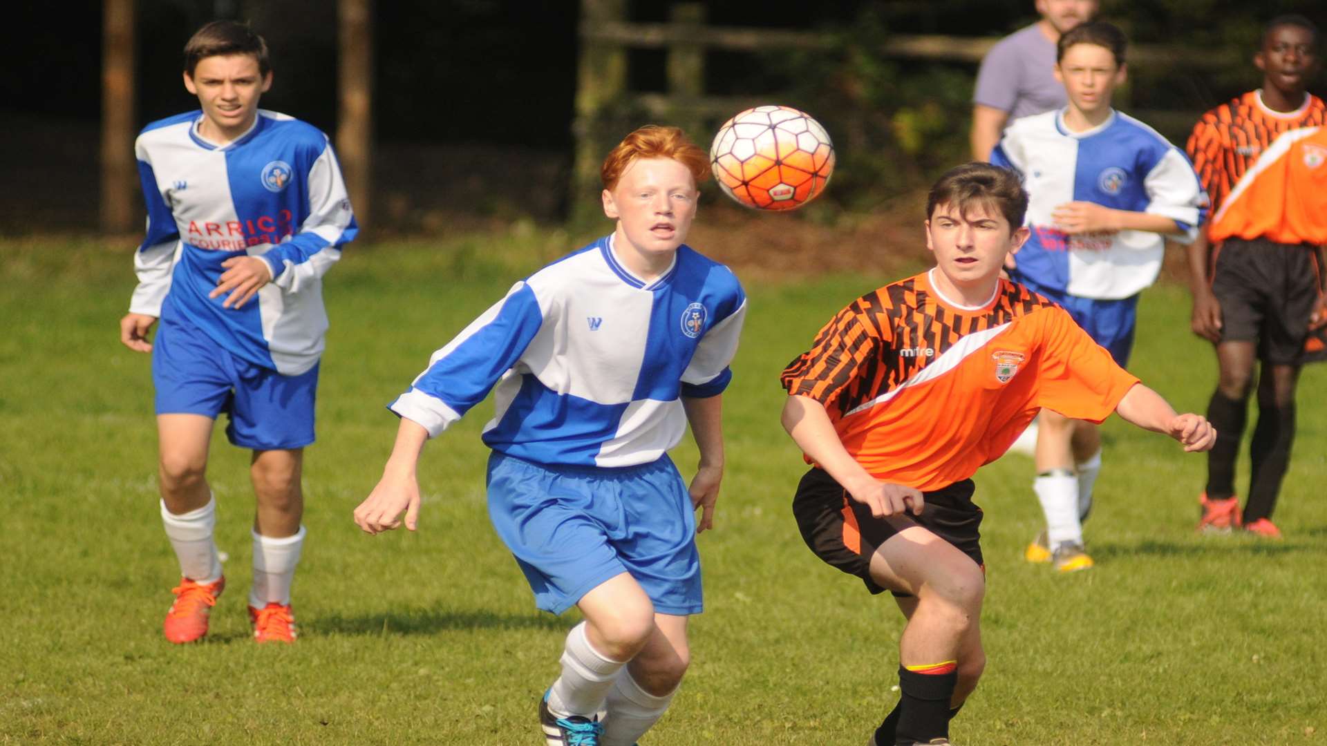 Lordswood Youth Tigers under-15s and Bredhurst Juniors on the chase in Division 2 Picture: Steve Crispe