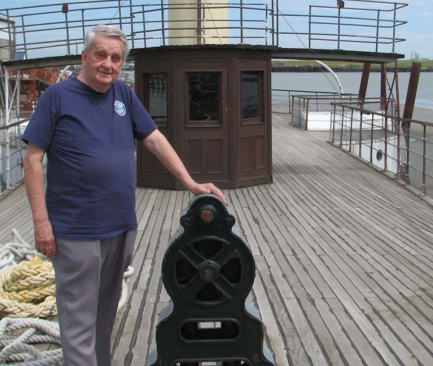 Brian Goodhew, aboard the Medway Queen, where he spent 66 years working