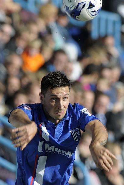 Joe Martin in action for Gillingham against Scunthorpe United. Picture: Barry Goodwin.