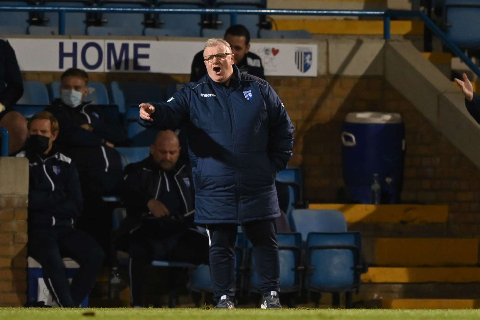 Steve Evans delivers instructions to his team from the touchline Picture: Steve Evans