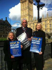 Anti-airport campaigners Gill Moore, George Crozer and Joan Darwell at the House of Commons