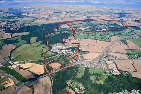 The area of MOD land at Chattenden and Lodge Hill that will be developed as a new town