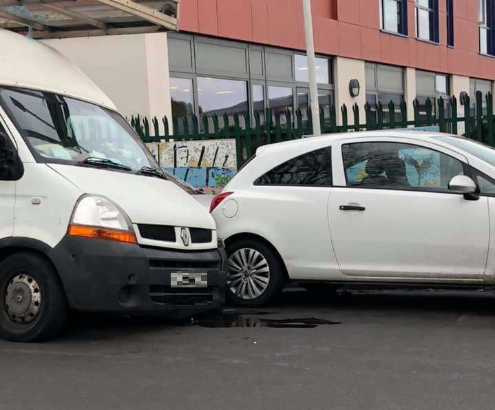 A number of cars were damaged after a van crashed into them. Picture: Karon Bell