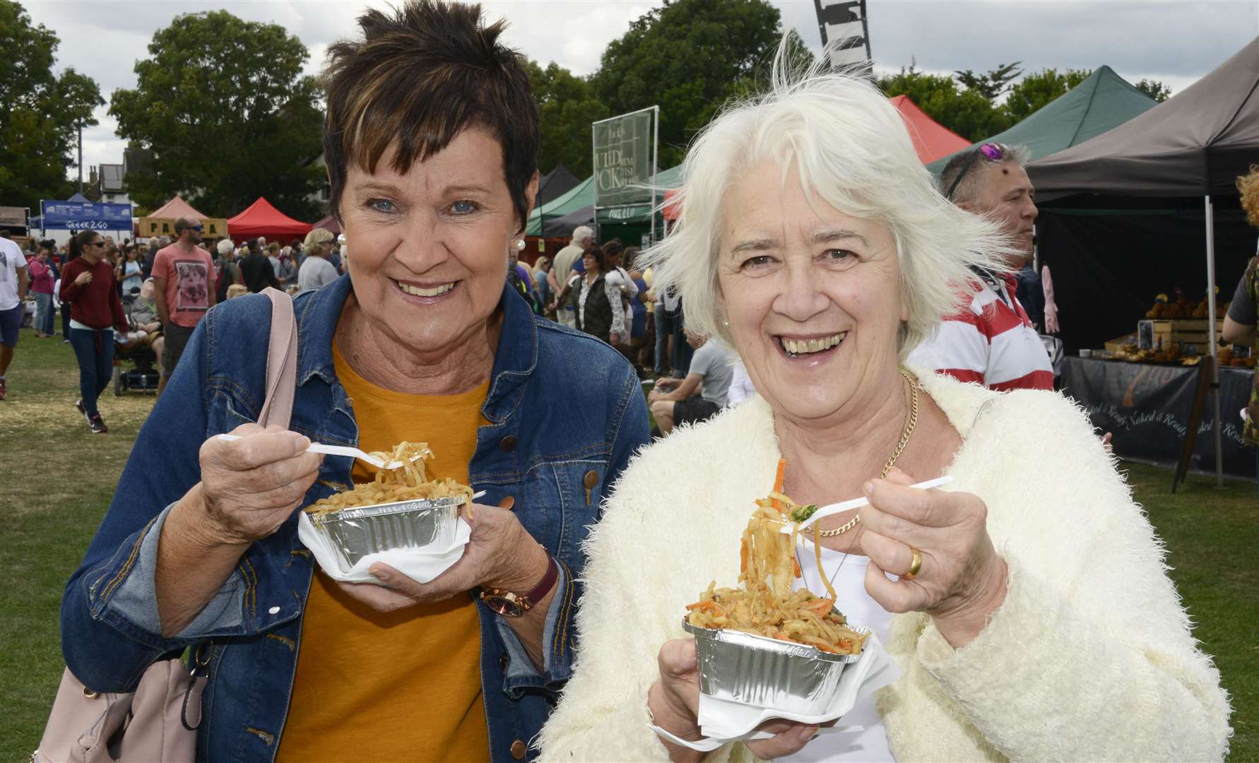 Enjoying a stir fry last year - Sue Wilson and Judy Bartlett Picture: Paul Amos