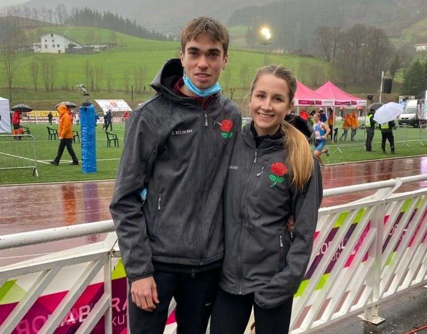 Invicta East Kent Athletics Club's Matthew Stonier, left, competed in Spain alongside club-mate Alexandra Millard earlier this year