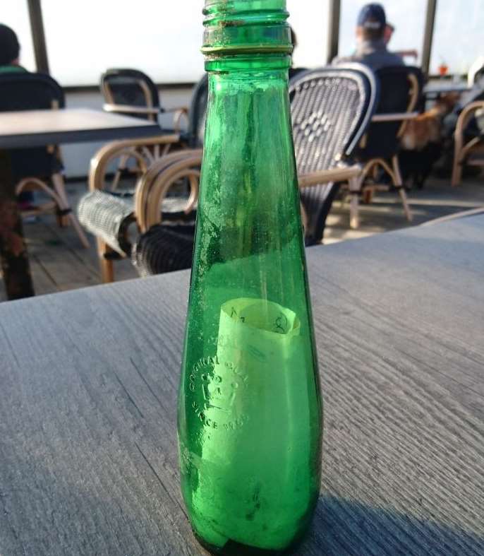 The bottle, just after it was found