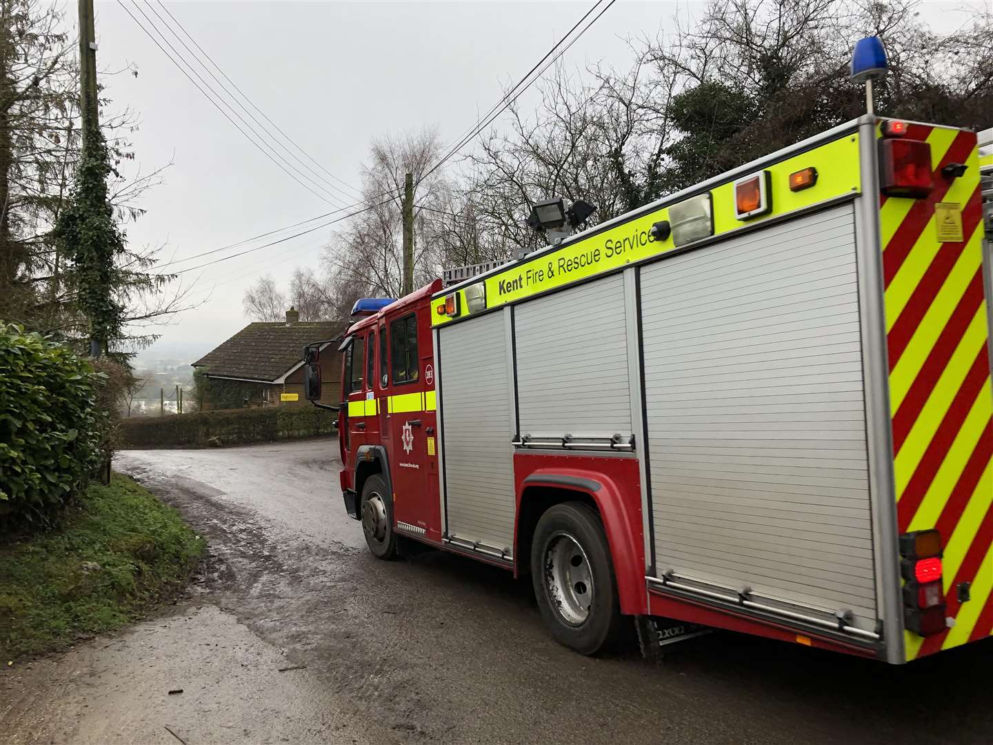 Fire crews remained at the scene of the fire on Tuesday