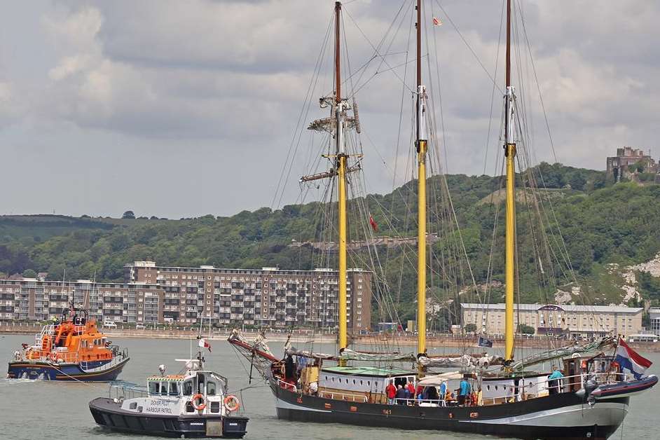The rescue of the Dutch sailing vessel.Picture by Nigel Scutt, Dover Marina.
