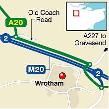 The crash happened on the A20 Wrotham Hill on Snuday afternoon. Graphic: Ashley Austen