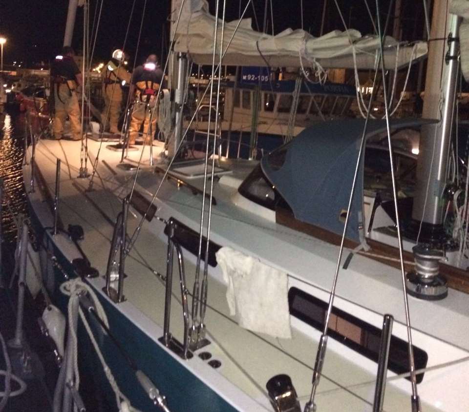 RNLI crew member Simon Collins took this picture of 15m stricken yacht once she was safely moored in Dover Harbour