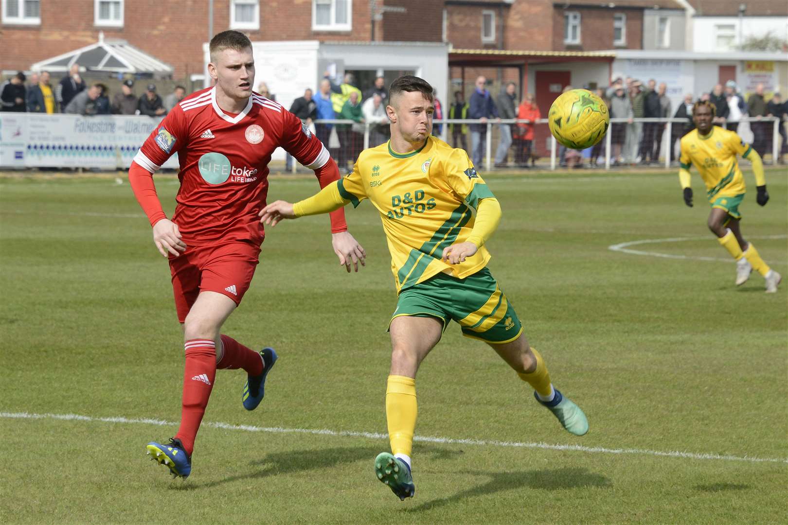 Mitchell Dickenson (left) in action for Hythe Town Picture: Paul Amos
