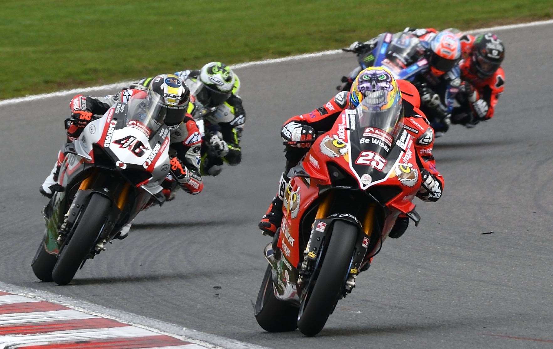 Josh Brookes (25) on his way to victory at Brands in BSB 12 months ago. Picture: Simon Hildrew (42726306)