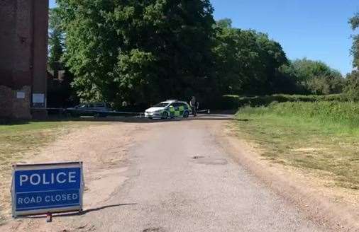 Police outside Lullingstone Castle on May 29, 2020 the day after Charlie Hilder's death