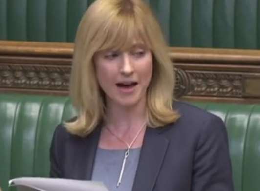 MP Rosie Duffield giving her maiden speech at the House of Commons