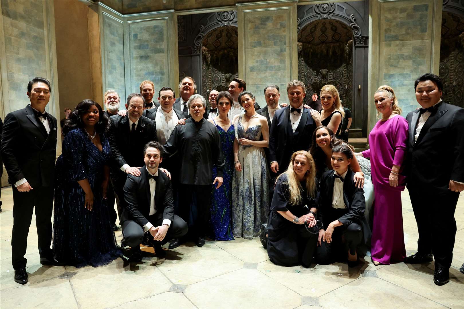 Sir Antonio Pappano (centre left) with the cast of the gala performance at the Royal Opera House (Isabel Infantes/PA)