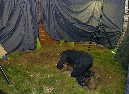 The search of the garden where the bodies of Dinah McNicol and Vicky Hamilton were found in November 2007