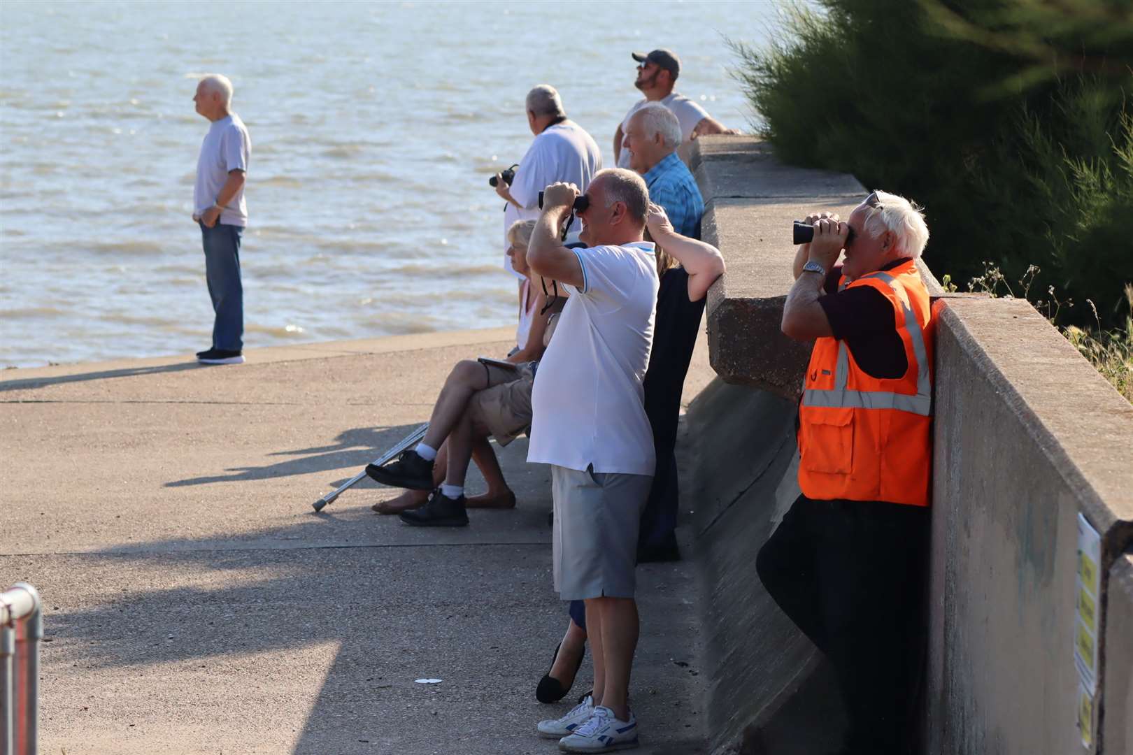 People watching the arrival of oil rig Ran at Sheerness last summer