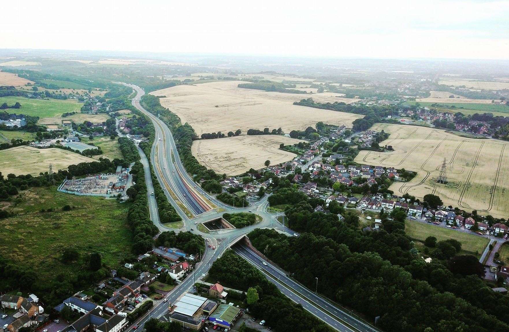 An aerial view of the Key Street roundabout on the A249. Picture: Richard Mitchell