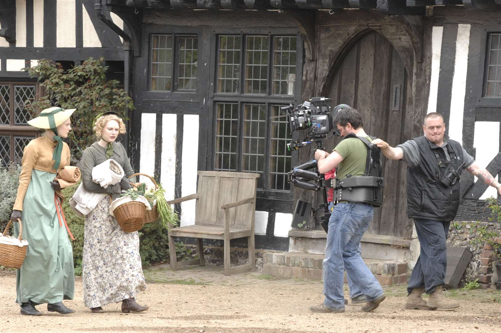 Filming a scene as Chilham Square is transformed for the BBC production of Emma. Picture: Chris Davey