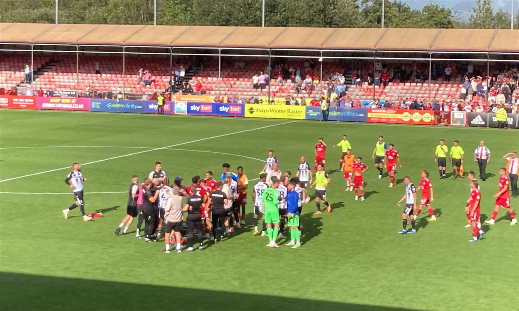Post-match confrontation after Gillingham win 1-0 at Crawley