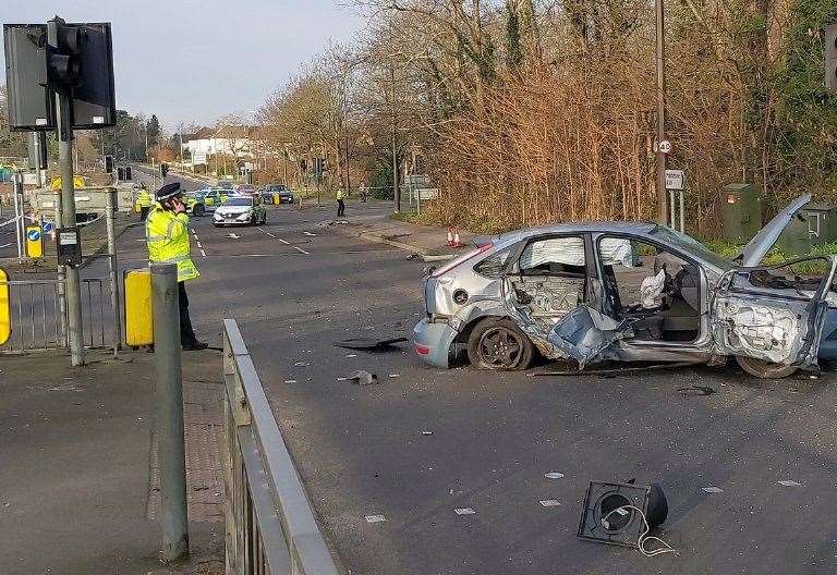 The wreckage following the crash. Picture: Kent Police Specials Twitter