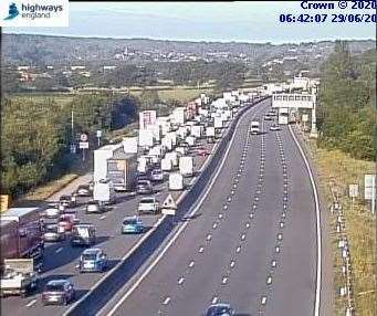 Traffic is queuing for 6 miles because of the incident. Photo: Highways England