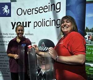 Asda's Sara Prior (right) and Hana Hales from Kent Police Authority with the policing roadshow.