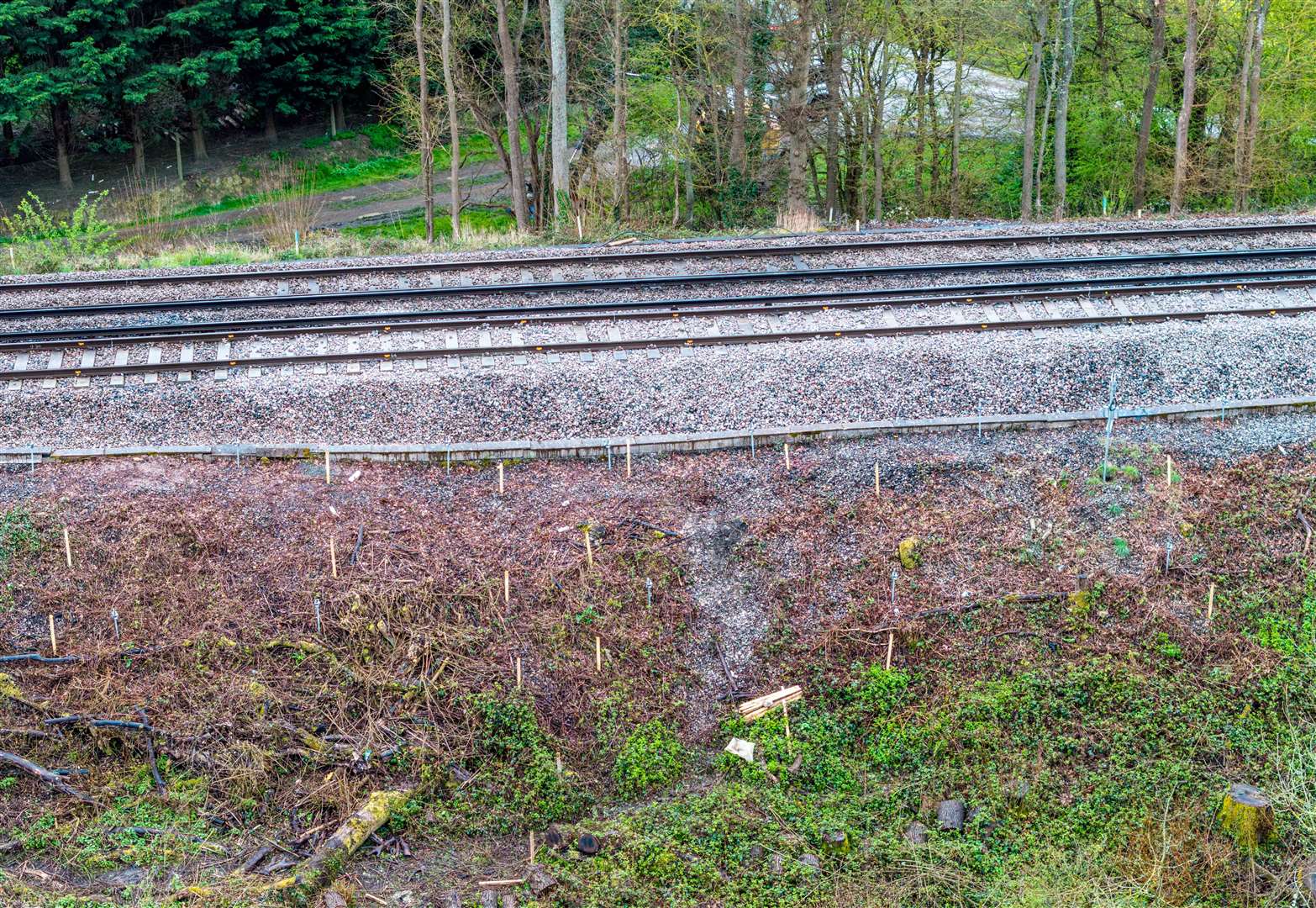 Drone footage shows problems with the embankment between Tonbridge and Redhill. Picture: Network Rail