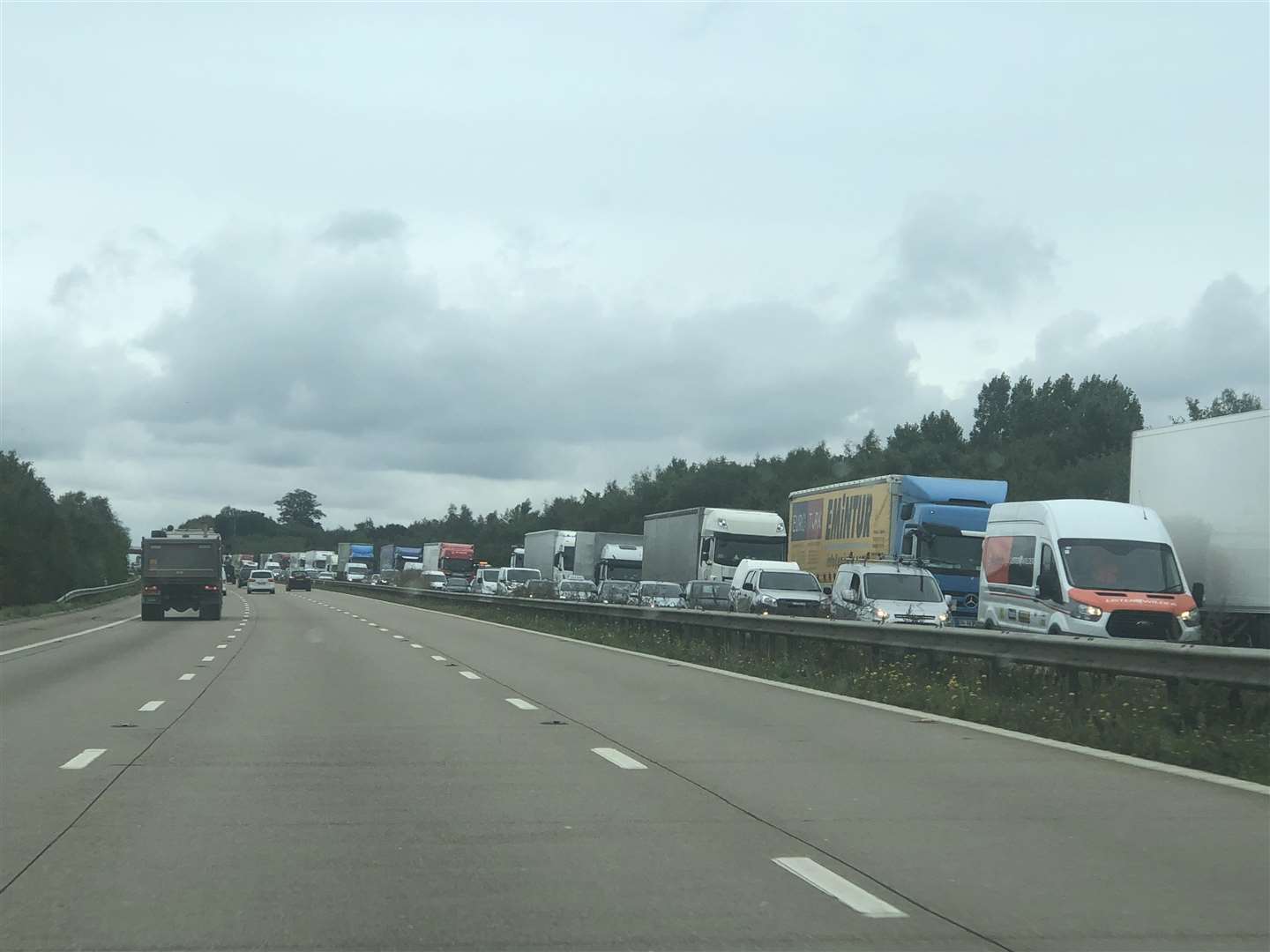 There is heavy traffic on the M20 following the spillage. Picture: Steve Salter