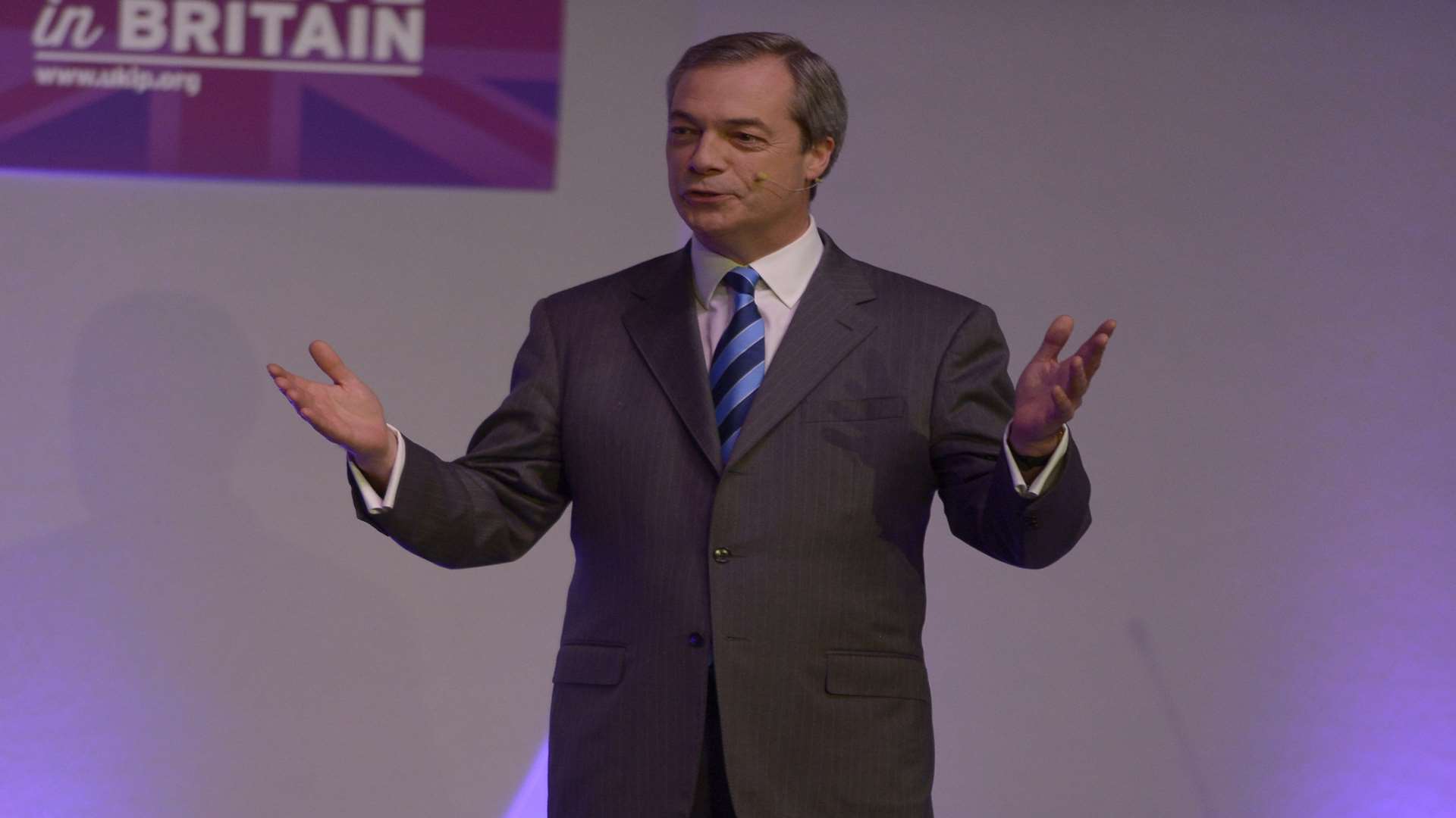 Nigel Farage in full flow at the conference