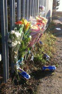 Flowers left at the scene in Eddington Lane, Herne Bay where a 46-year-old man died in an accident early on New Year's Day.