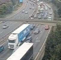 Traffic queuing on the M25 near the Dartford Tunnel. Picture: Highways England