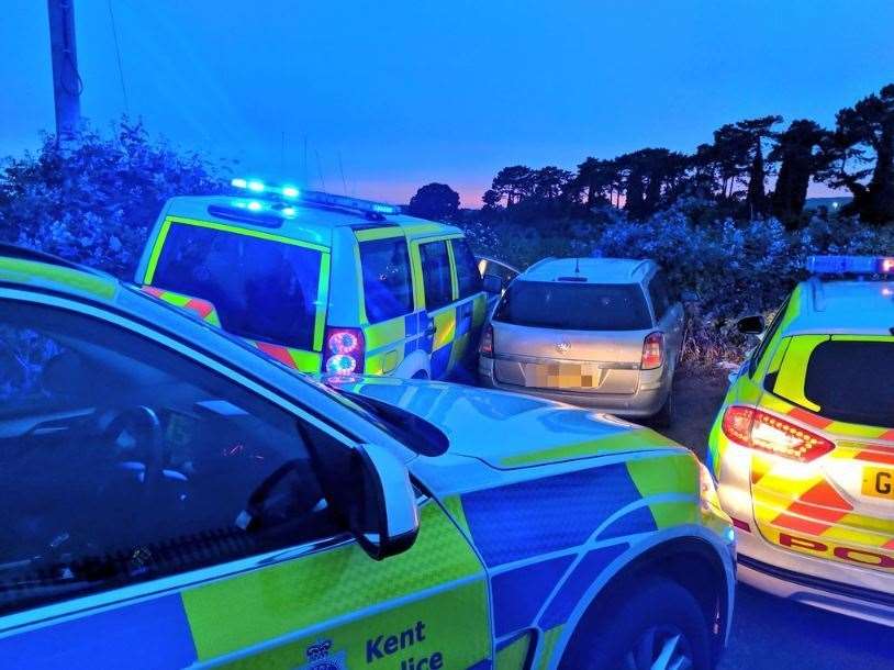 Police stopped a car in a farmer's field in Aylesford on Wednesday night (11855114)