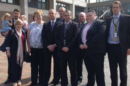 The family of Natalie Jarvis were joined by police officers outside court