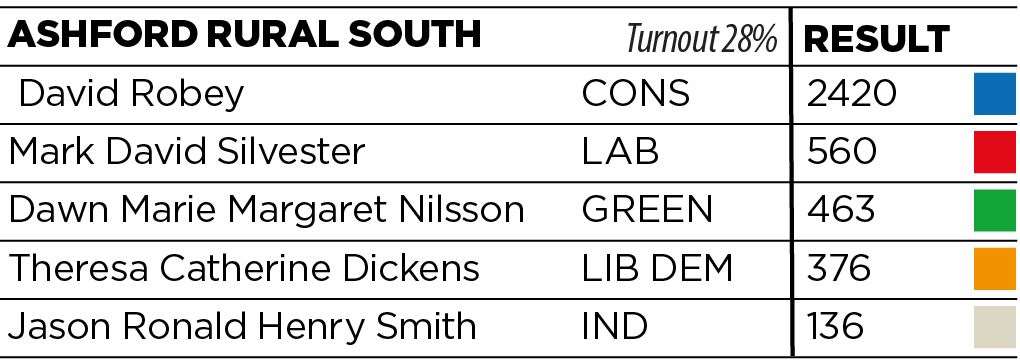 The Ashford Rural South division was won by David Robey in a landslide election