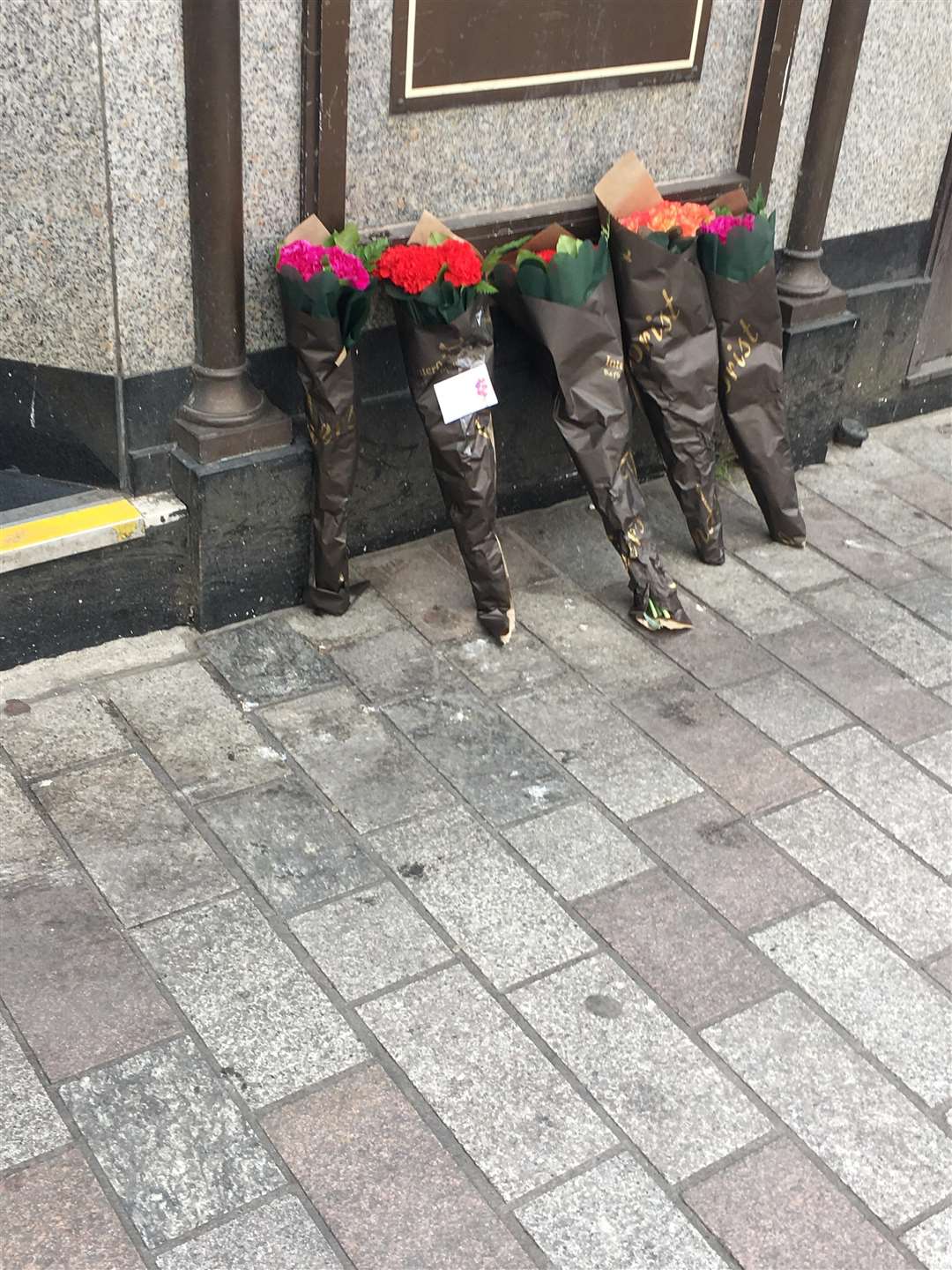 Flowers Left in Jubilee Square where a man was found dead. (3167364)