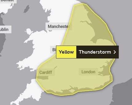 A yellow weather warning has been issued. Picture: Met Office