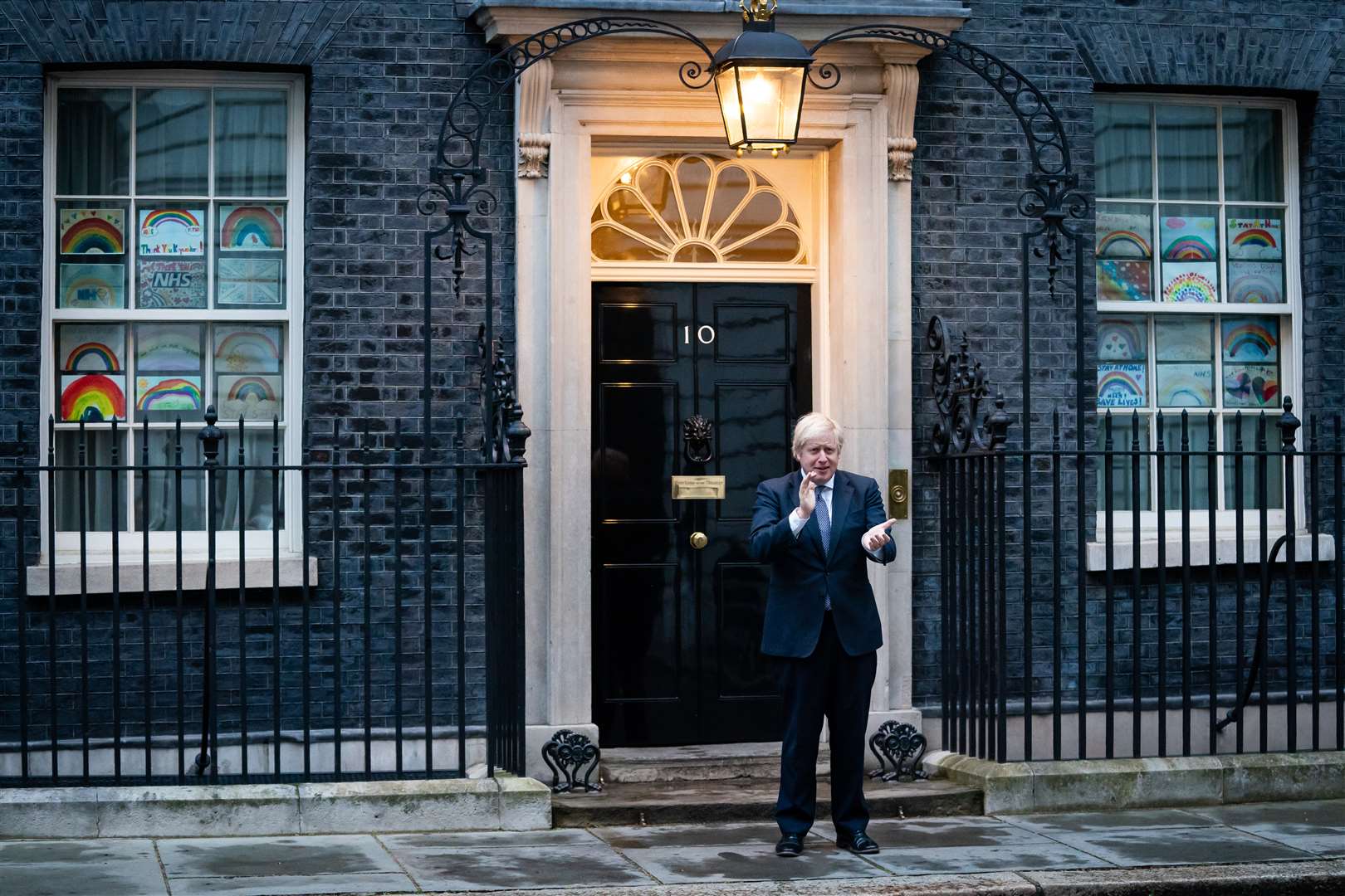 Prime Minister Boris Johnson joined in outside 10 Downing Street (Aaron Chown/PA)