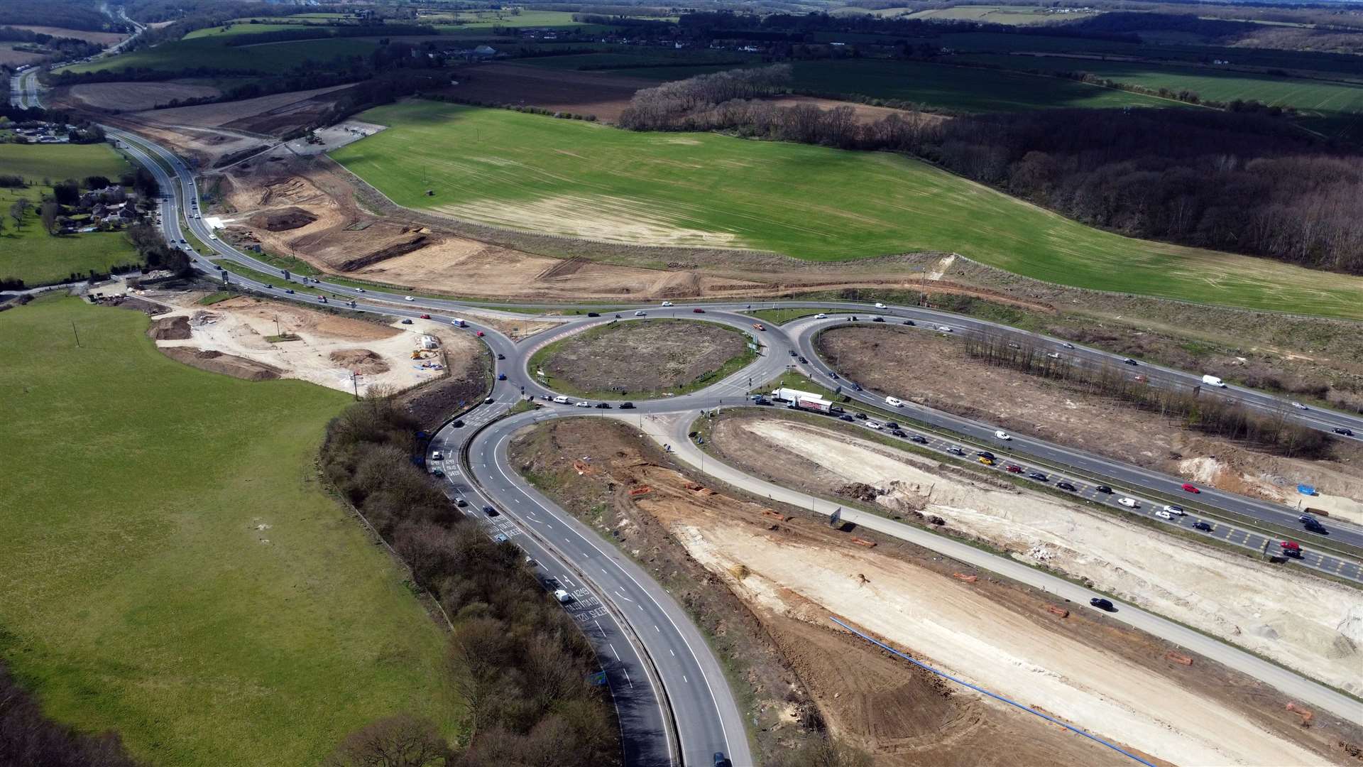 Drone images of Stockbury roundabout before work started. Picture: Barry Goodwin