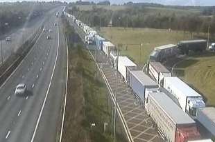Delays on the M20 are expected as trains have been cancelled through Channel Tunnel